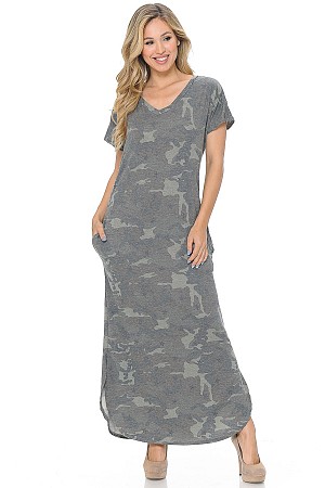 ARMY SHORT SLEEVE MAXI DRESS W ...